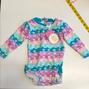 Ruffle Butts kids Pink and Purple Rashguard Swim